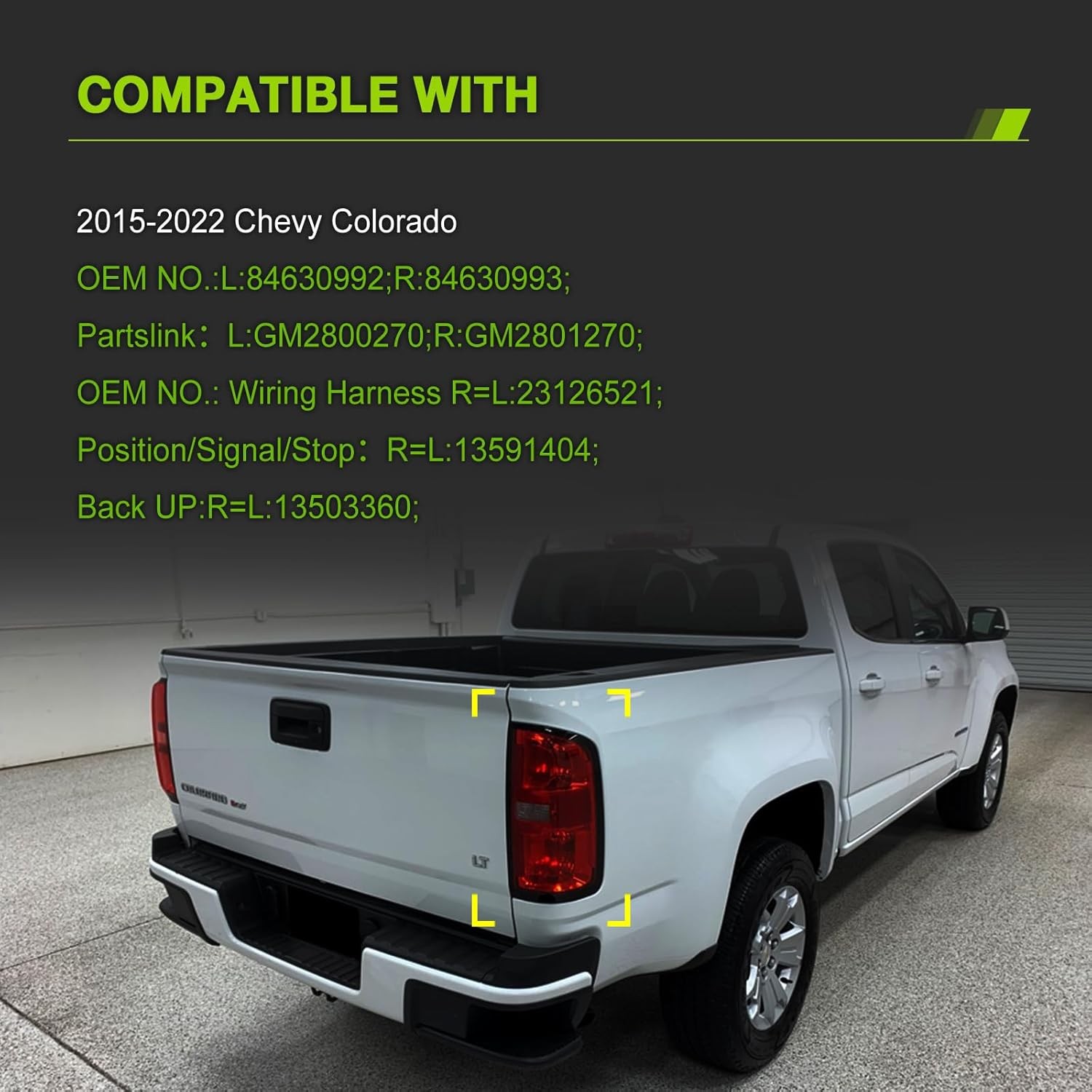 Compatible with 2015-2022 Chevrolet Chevy Colorado Rear Tail Light Assembly with