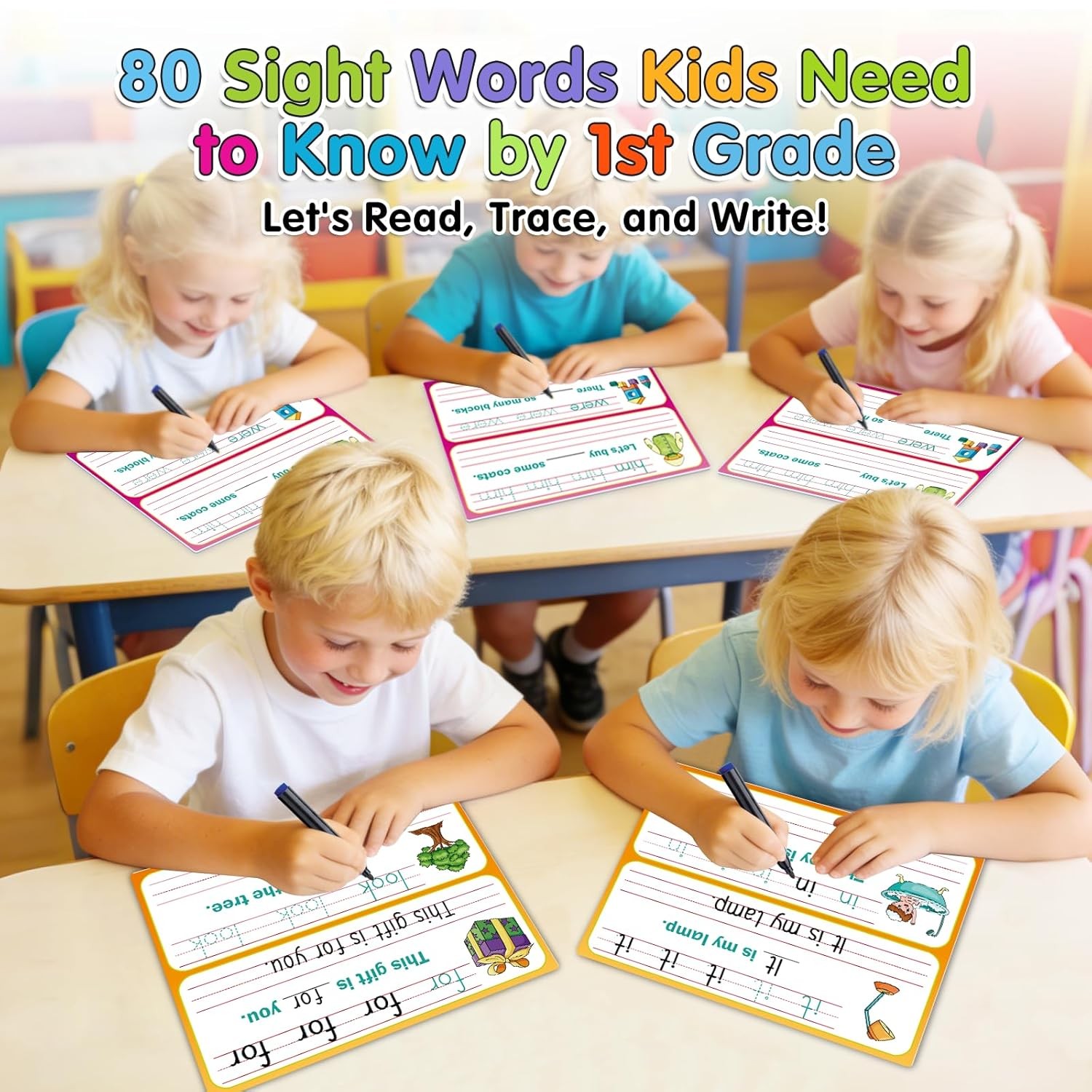 Kids Sight Words Flash Cards Sentence Building Handwriting Practice Learning