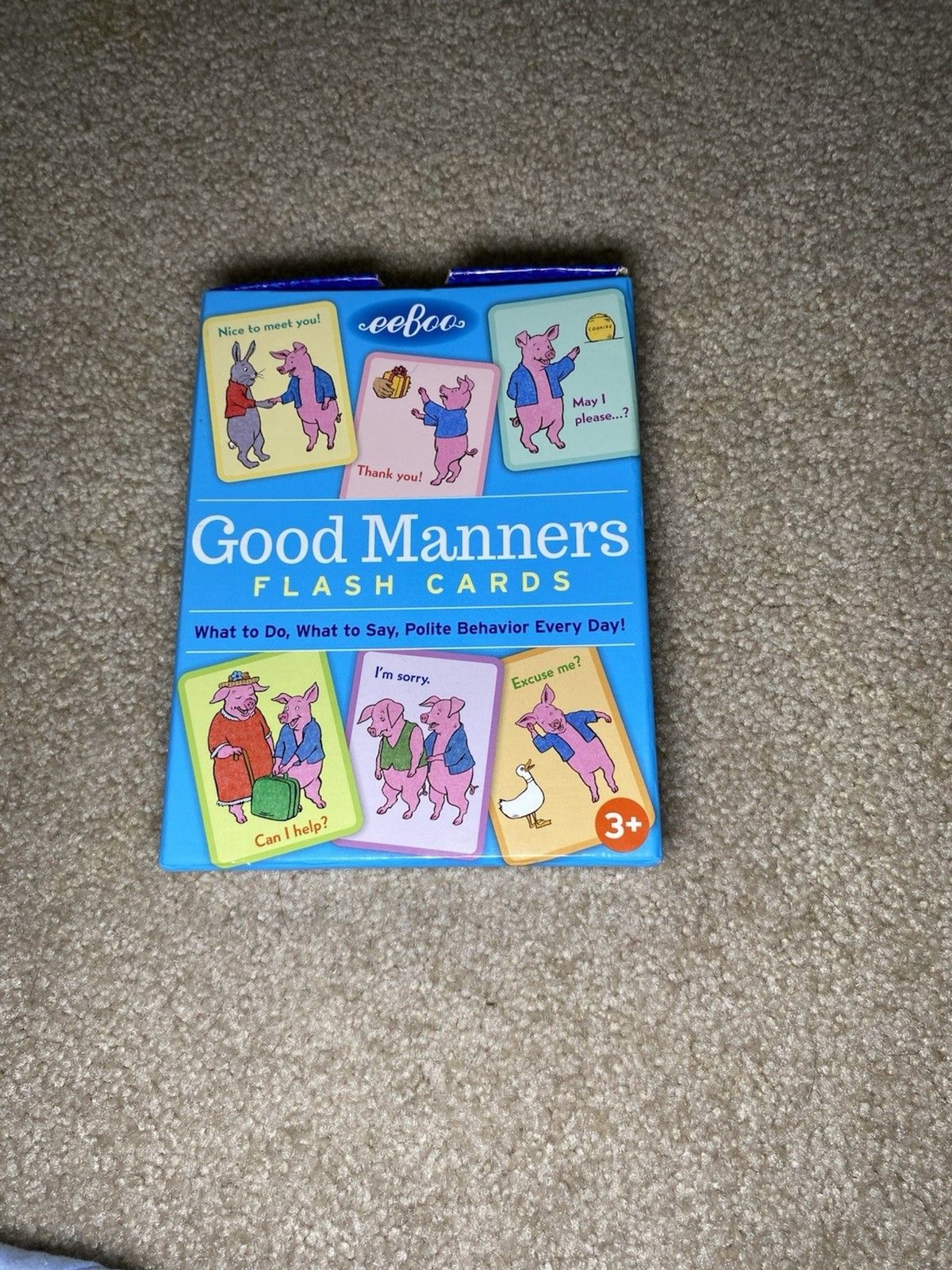 eeBoo Good Manners Flash Cards Saxton Freymann Polite Pigs Vintage Style Complet