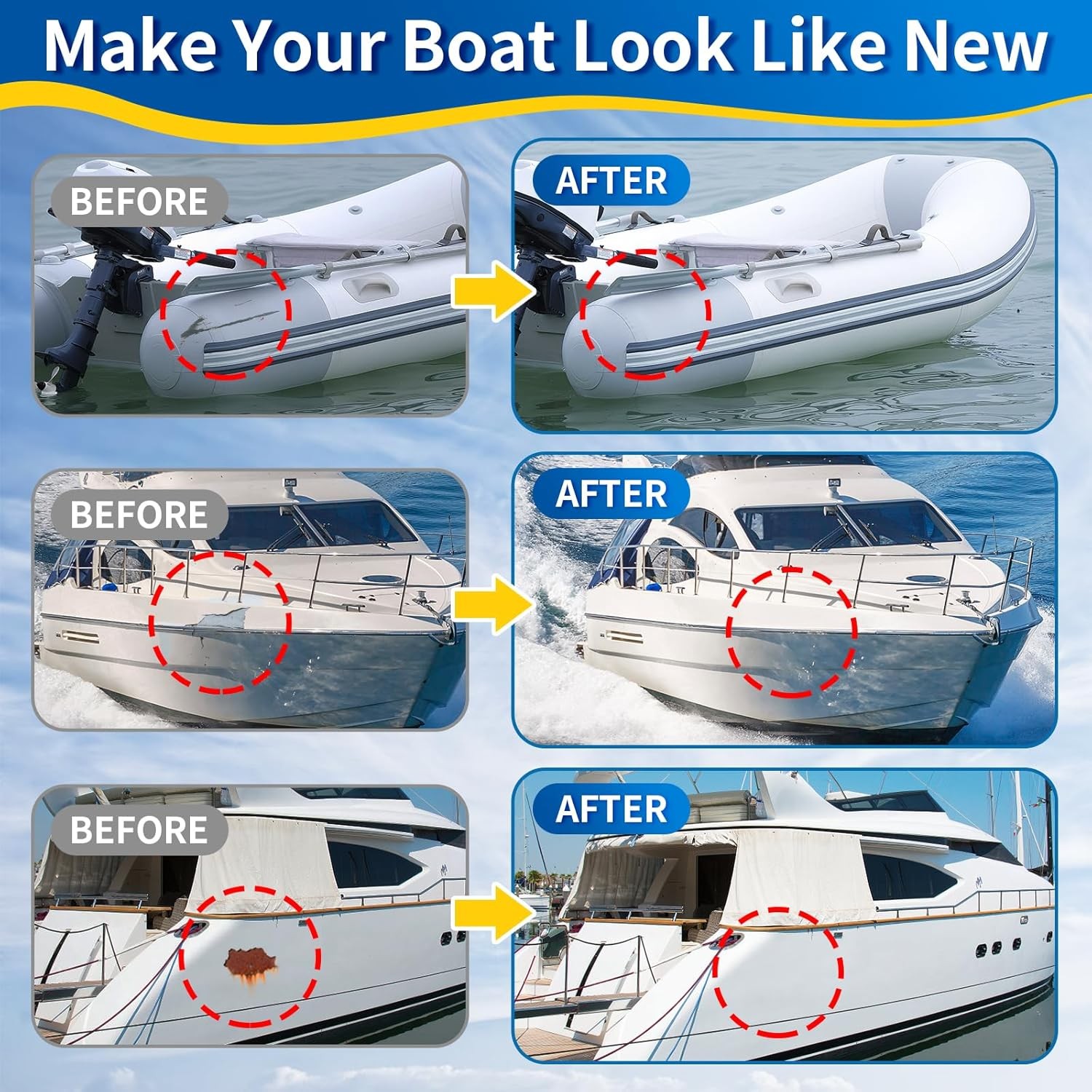 Fiberglass Boat Repair Kit Marine Gel Coat Patch Kit for Boat Repairs