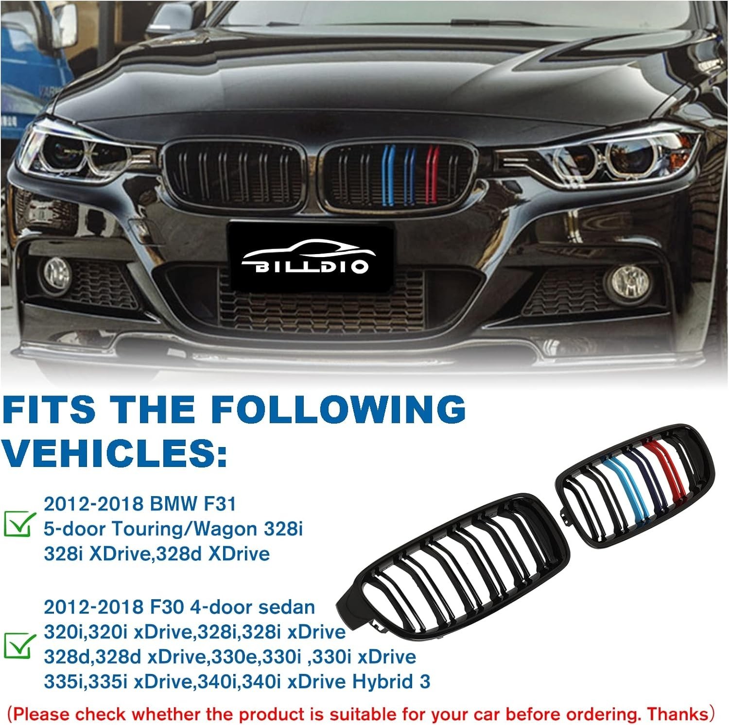 F30 Grille – Front Kidney Color Grill Compatible with BMW 3 series F30 F31 20…
