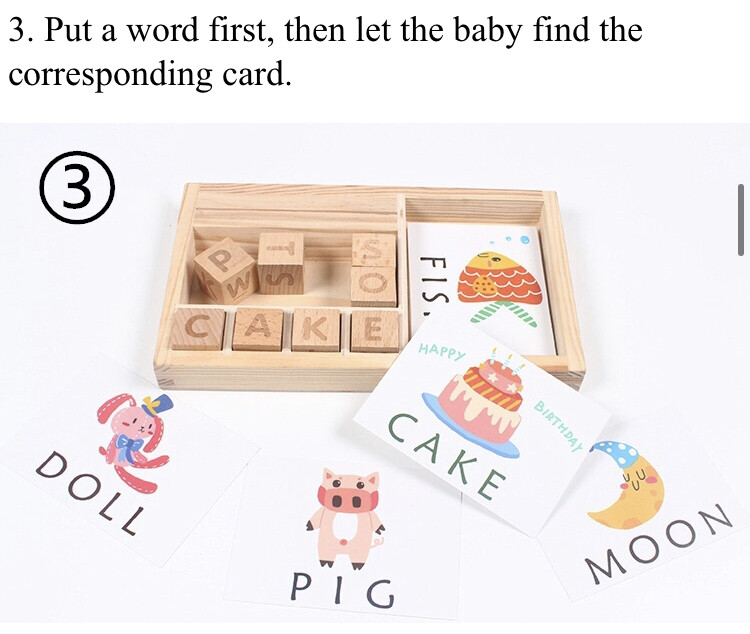 Wood Spelling Words Game Kids Early Educational Toys for Children Learning Wood