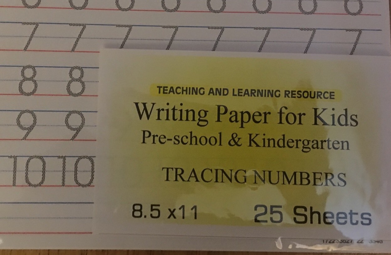Writing Paper for Kids – TRACING NUMBERS – 11X 8.5 in, 20 lb, 25 sheets