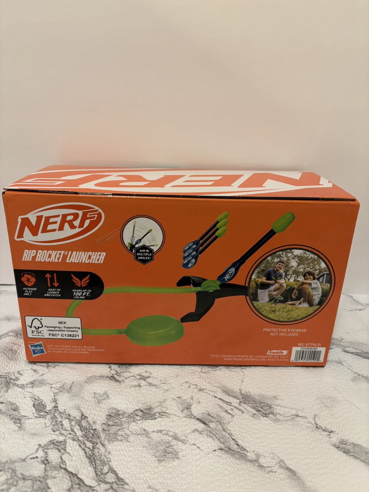 NERF Rip Rocket Launcher Hasbro Franklin Toy Sports 3 Rockets And Launch Pad NIB