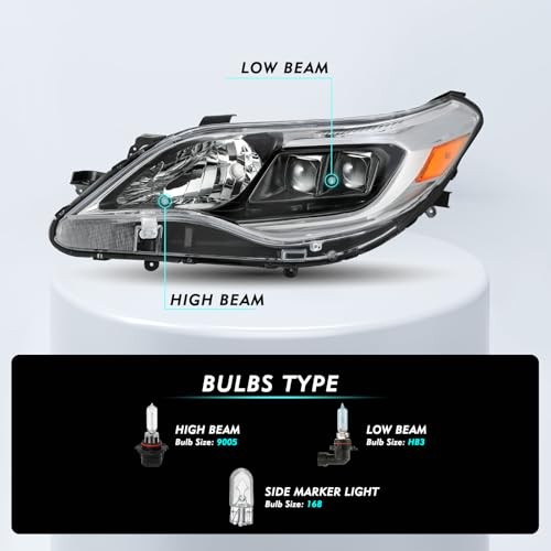 13-15 Toyota Avalon Halogen Headlights Pair OE-Style Black Right & Left