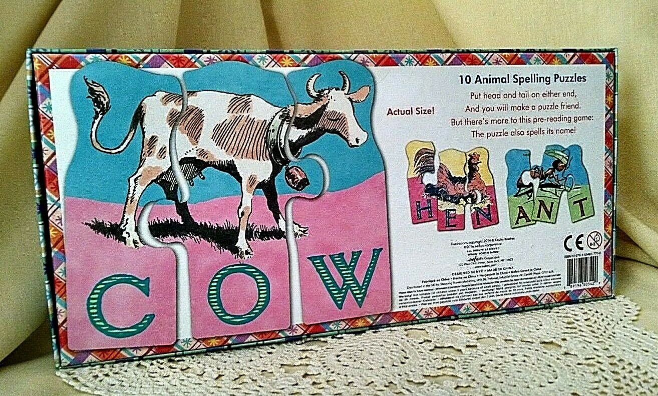 Spelling Puzzles New eeBoo Make Animal Spell Word Kevin Hawkes 2016 Qty 10