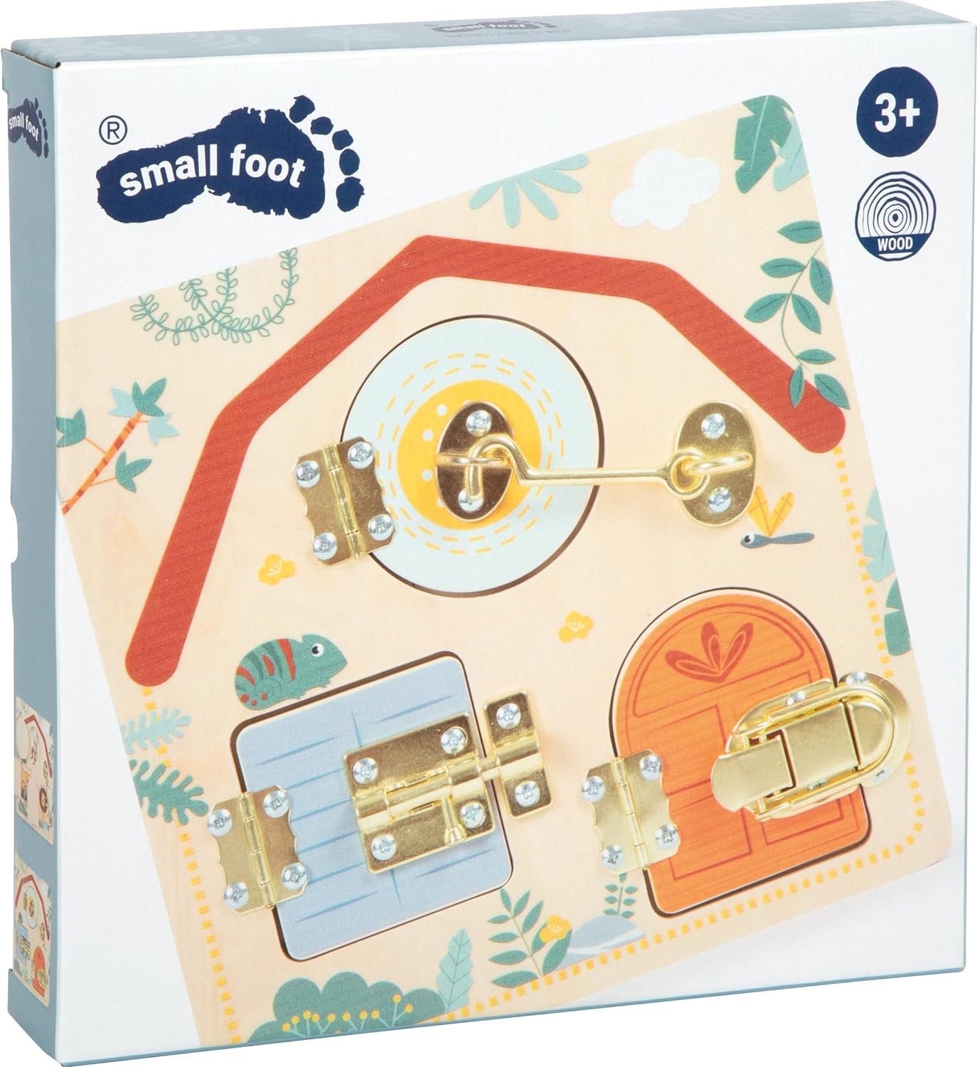 small foot Lock Motor Activity Board Safari, wooden toy with various latches, fo