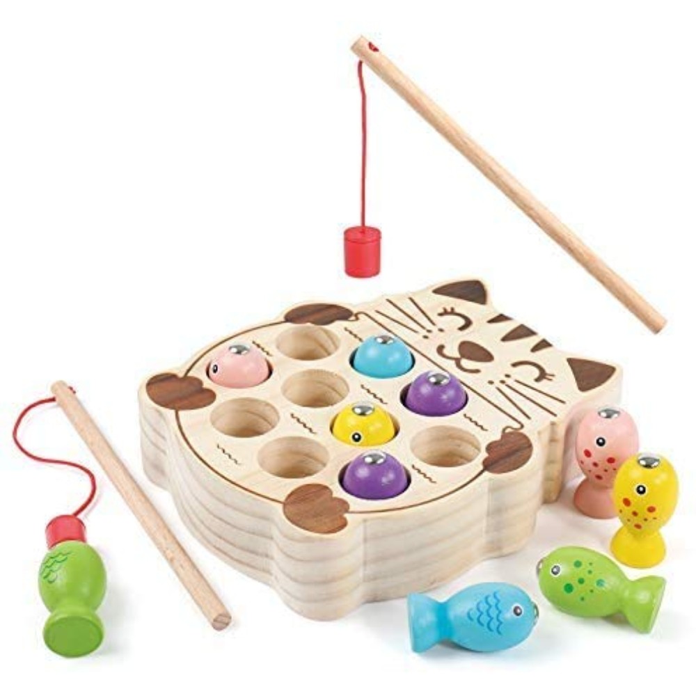 Fishing Game Montessori Toys for Toddlers Magnetic Cat-Shape Fishing for Kids