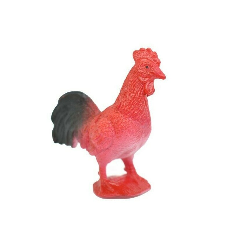Chicken Rooster Red Realistic Small Toy Model Plastic Replica Barn Animal, Kids