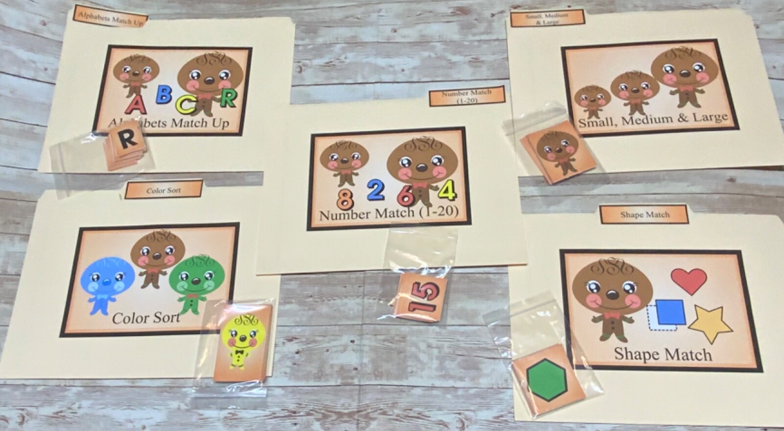 DIY- Gingerbread Man – 5 File Folder Set – Activity Set – Uncut