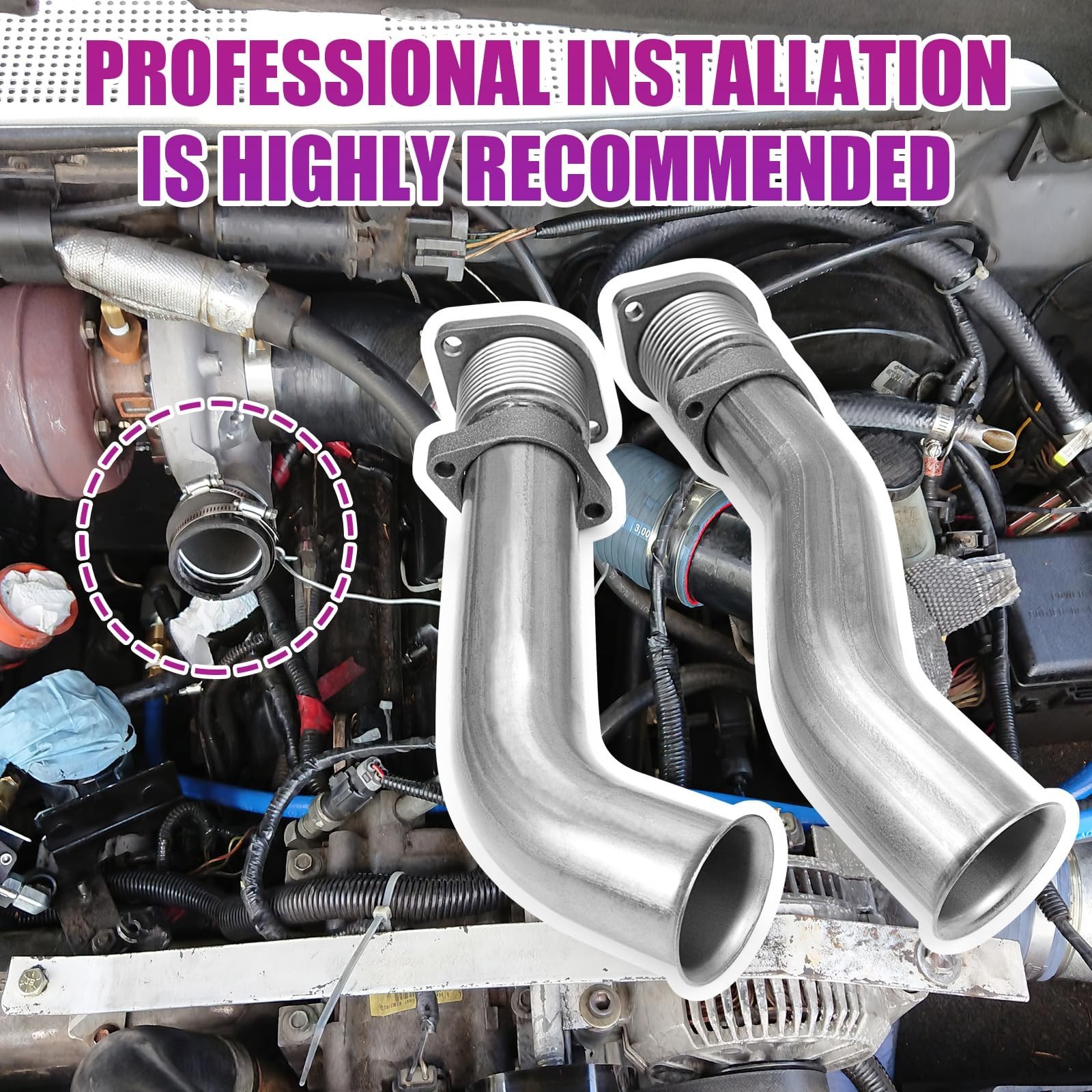 FEXON Turbo Diesel Exhaust Manifold Bellowed Up Pipes Kit Compatible with For…