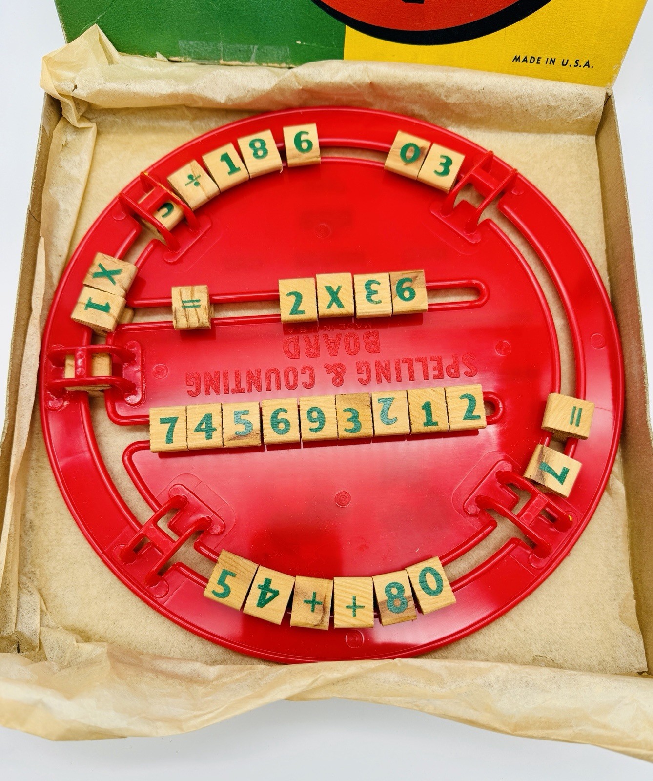 Spelling & Counting Board Alphabet Numbers by American Toys Made In USA Plastic