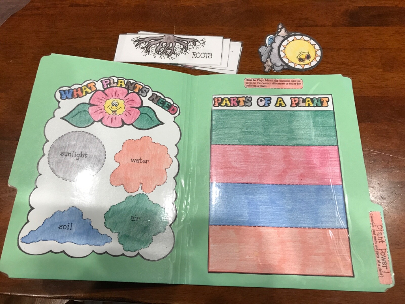 Plant Power! Parts of plant Science grades k-4 file folder game