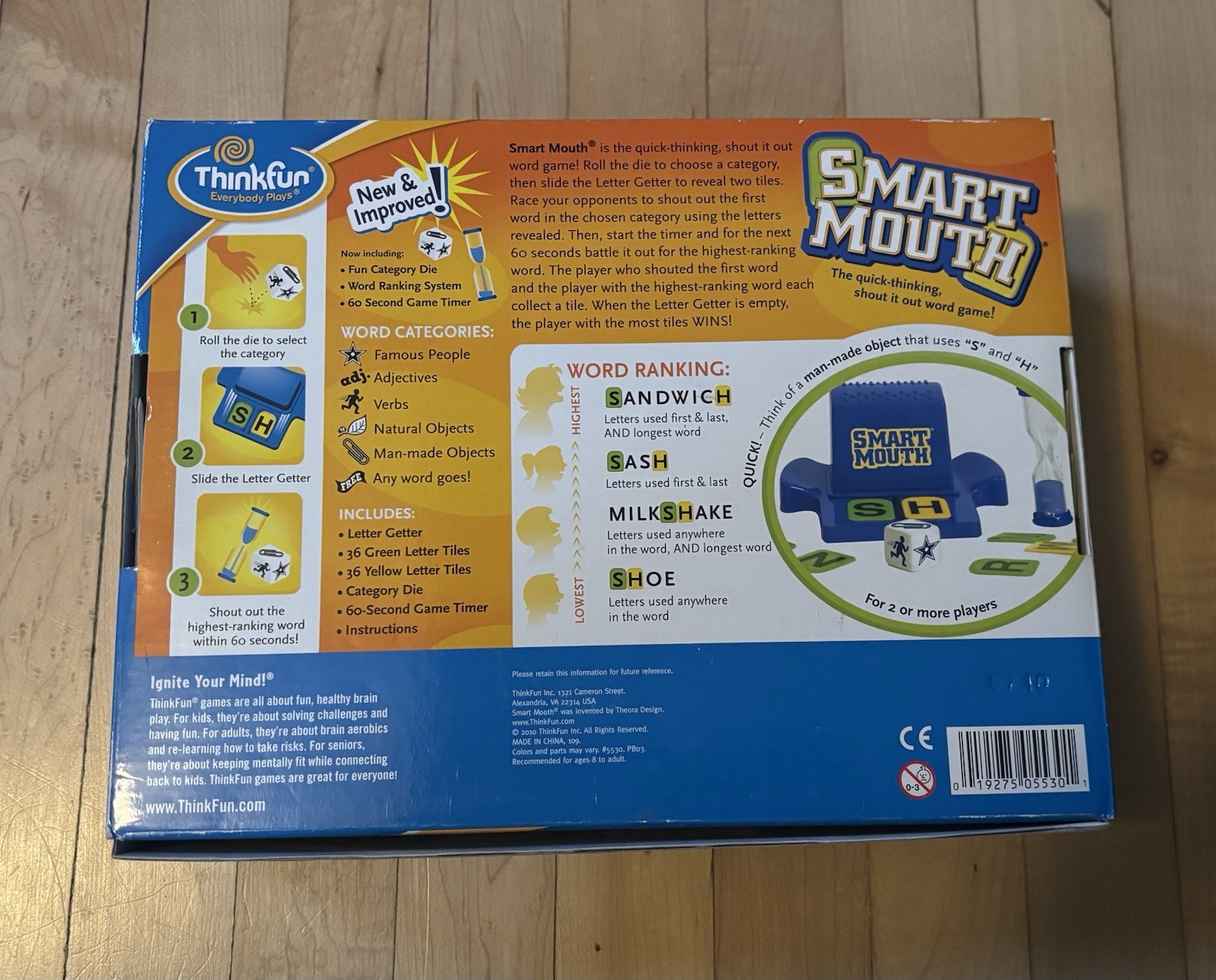 ThinkFun Smart Mouth Word Game New Educational Learning Letter Tile Mensa Winner