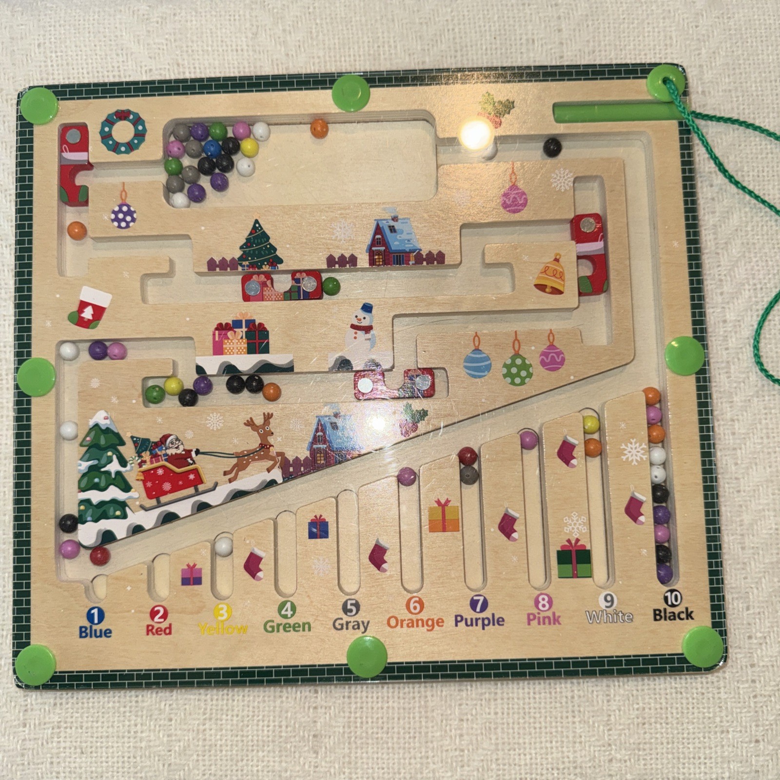 Magnetic Color & Number Maze, Montessori Wooden Toddler Magnet Puzzle Game Xmas