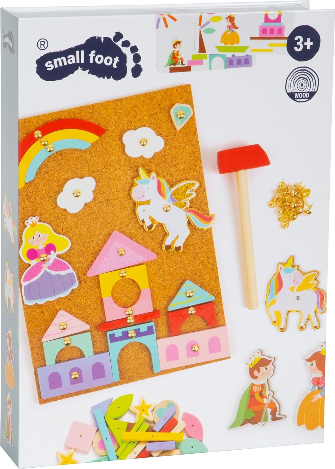 Small Foot Hämmerchenspiel Holz Kork, mit Motiven Zum Thema Einhorn und Prinzess