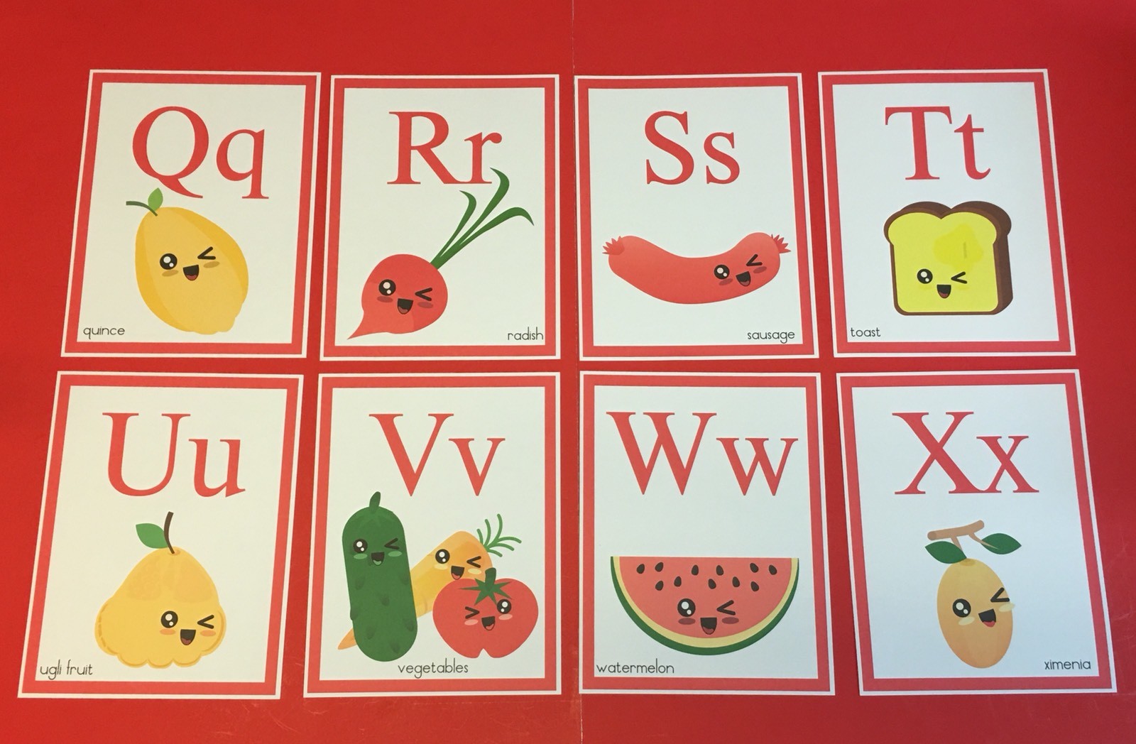 26 Letters – The Alphabets of Foods Cute Classroom Decor Posters 8.5 x11