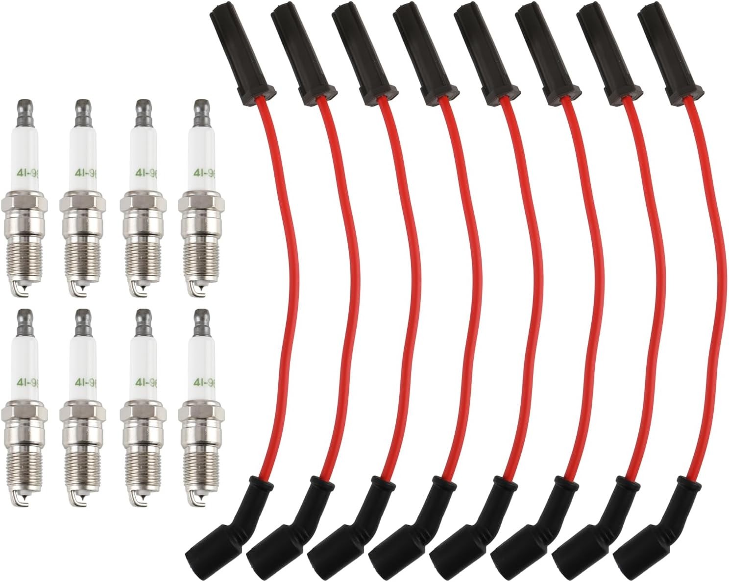 Pack of 8 Square Ignition Coil UF271 and Spark Plug and Spark Plug Wire