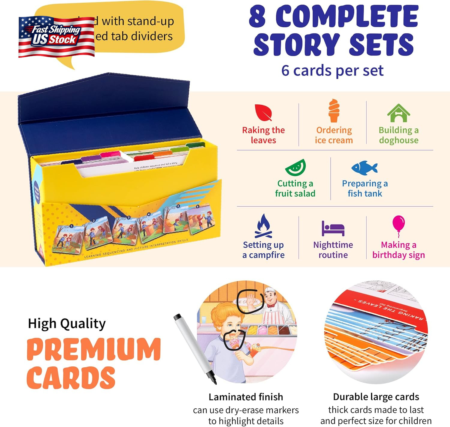 Sequence for Kids Cards, Speech Therapy Materials, Homeschool SEL, Autism, Tell