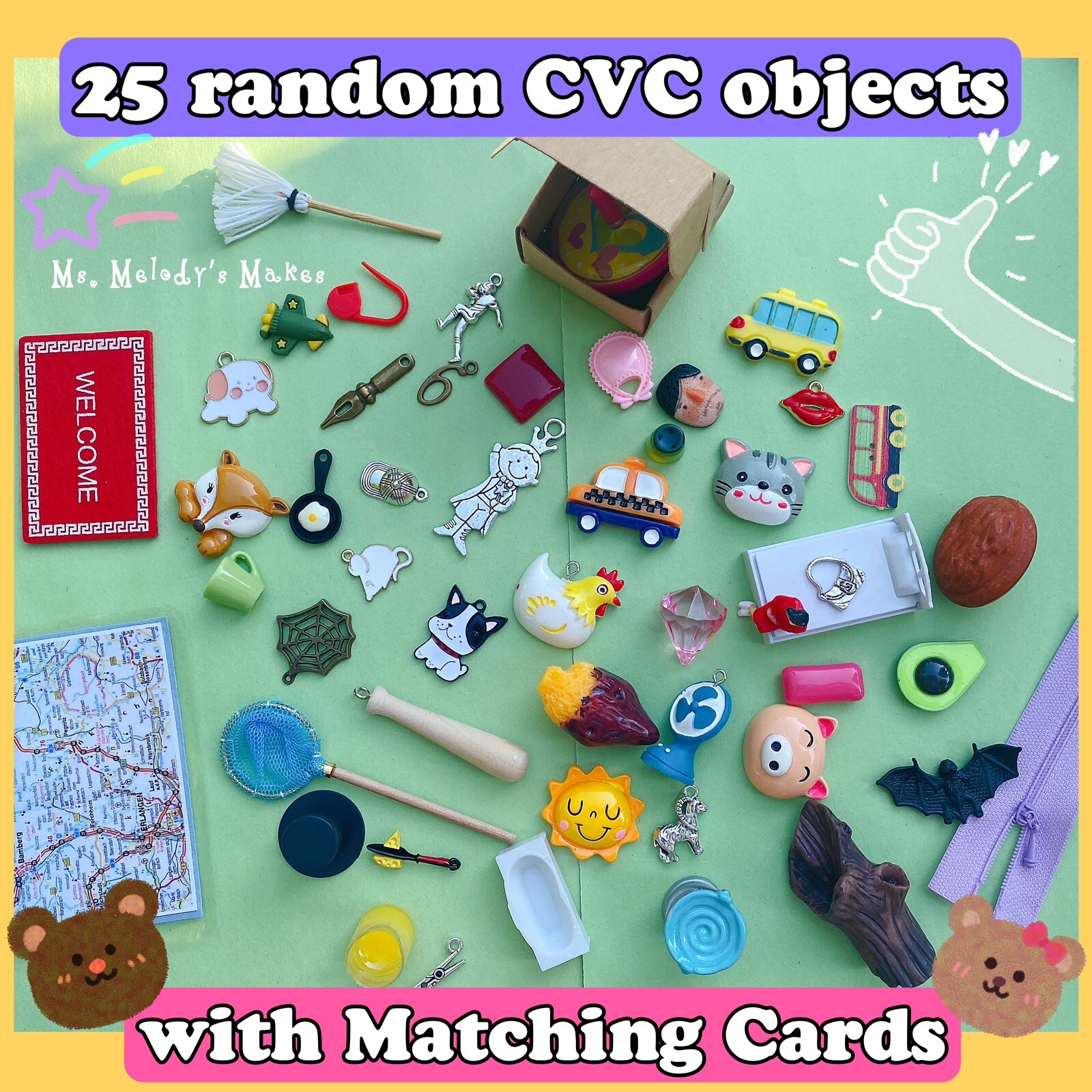 Sight Word Sentence Mastery Read Build Find CVC Short Vowels Mini Objects Game