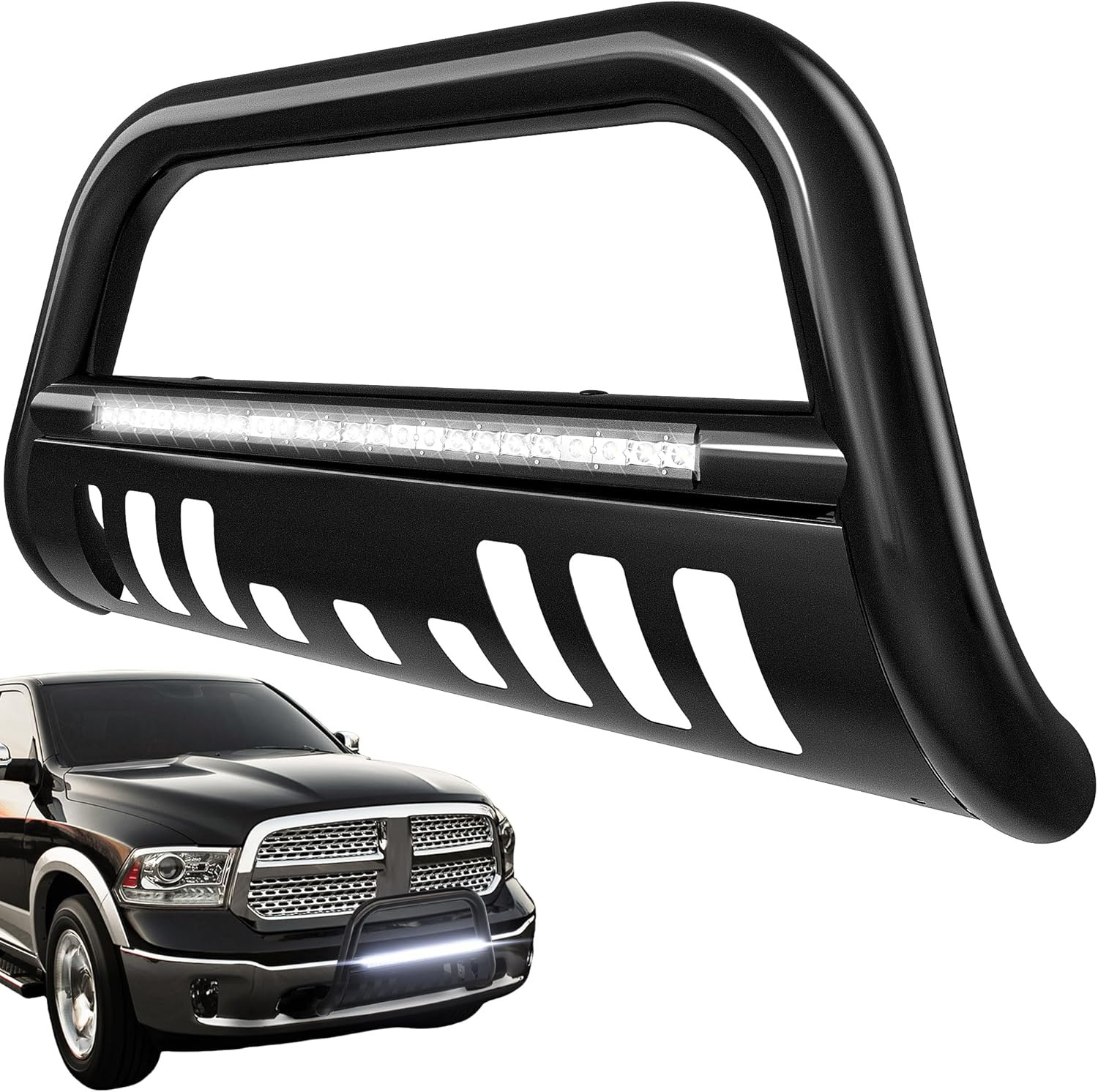 Bull Bar Compatible with 05-15 Toyota Tacoma 3″ Tube Brush Push Grille Guard Fro