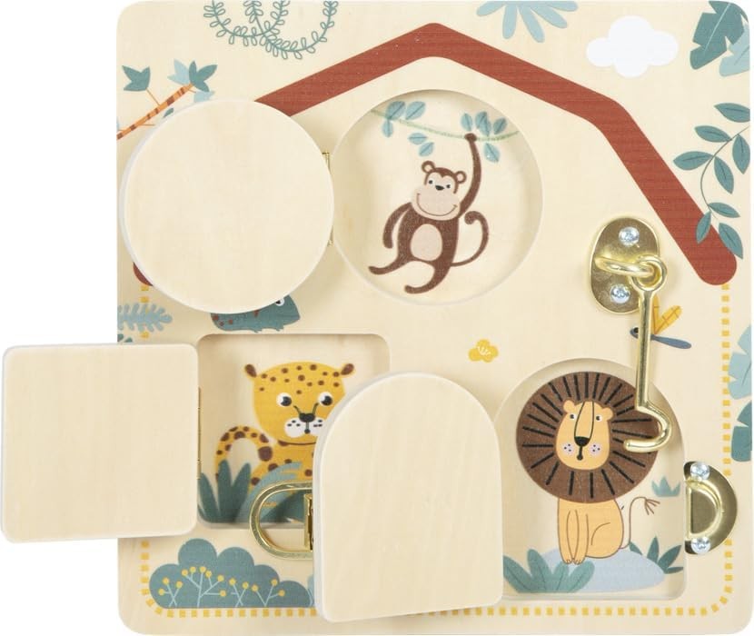small foot Lock Motor Activity Board Safari, wooden toy with various latches, fo