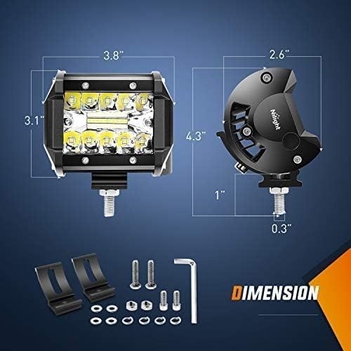 2 Pcs 4 Inch 60W Led Pods w/ Mounting Brackets Backup Reverse Lights Rear Light