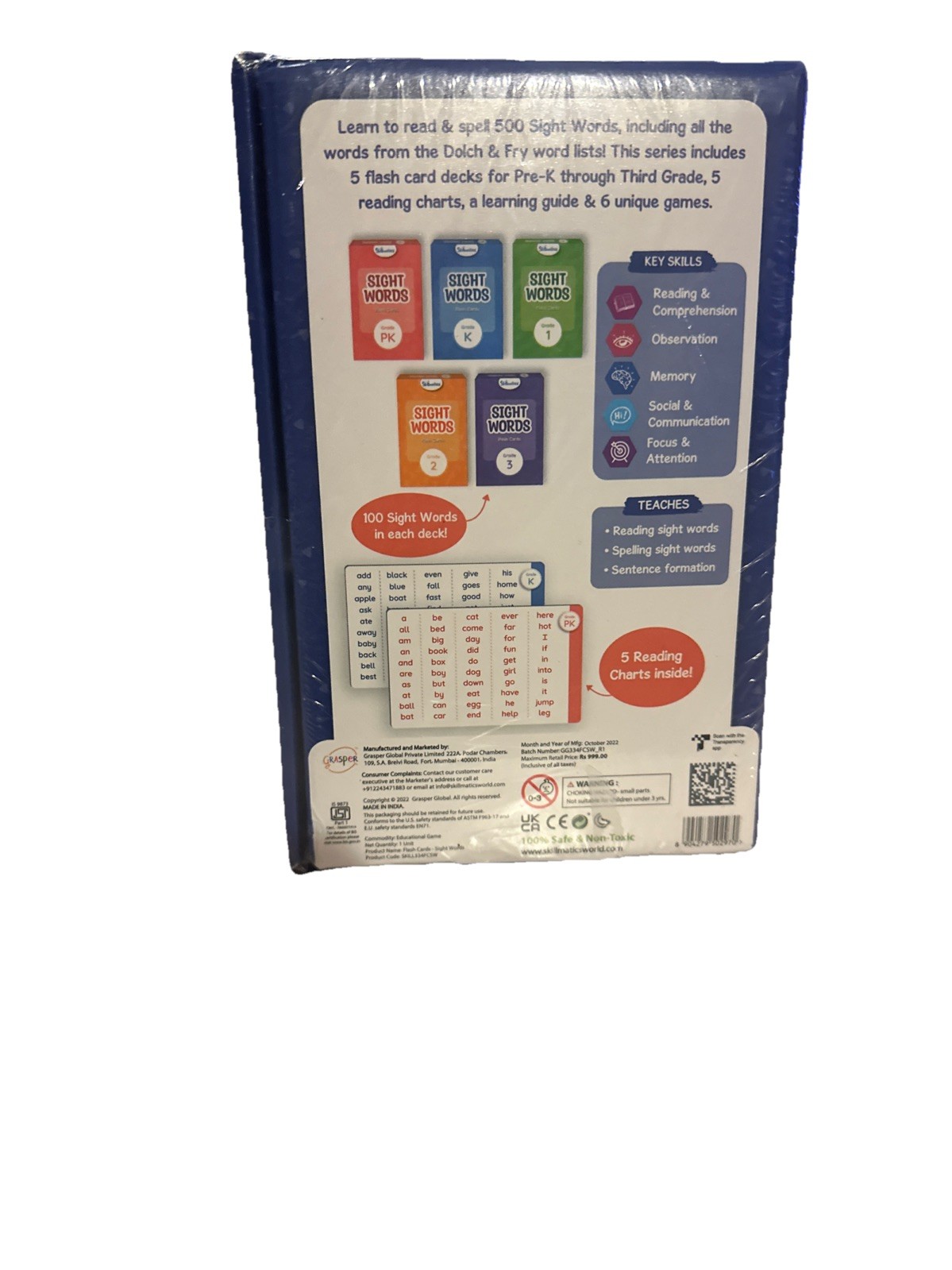 Skillmatics Flash Cards 500 Sight Words Preschool Pre-K 1st 2nd 3rd 4-9 Years