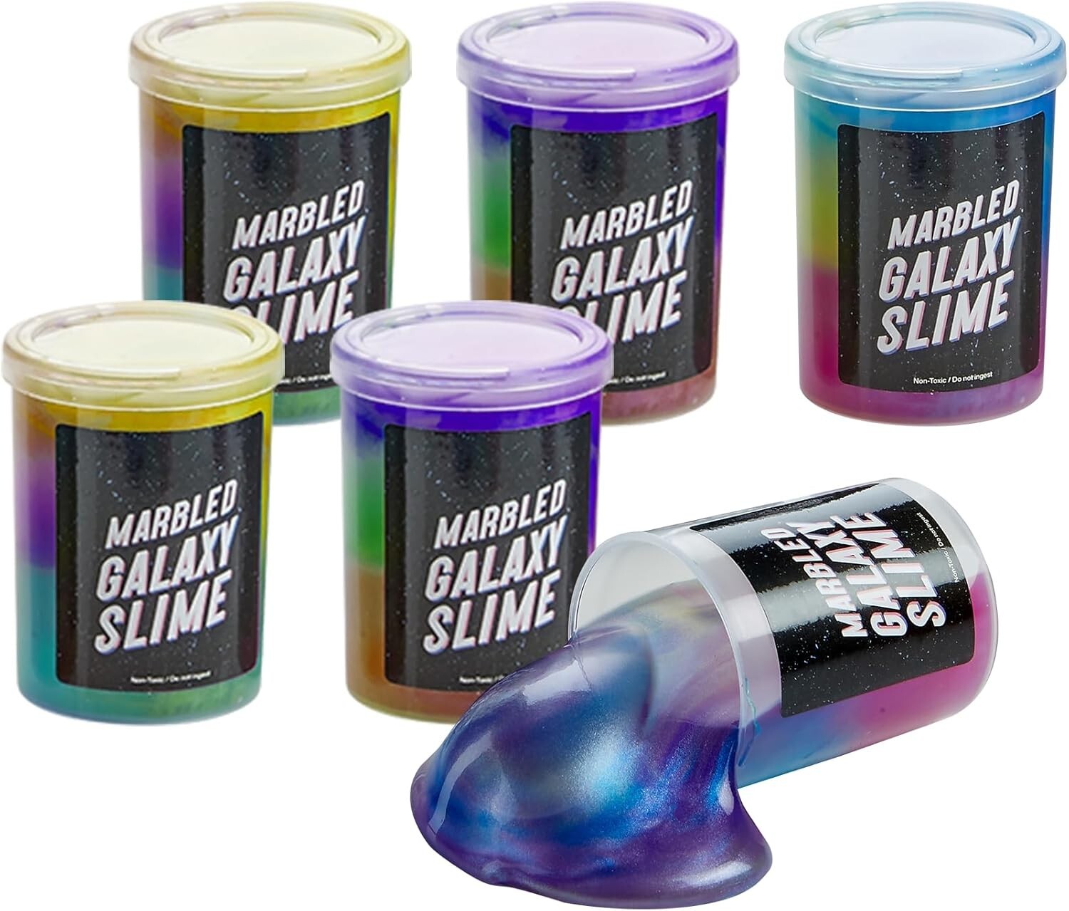 Marbled Galaxy Slime – 6 Pack – Cosmic Galaxy Gooey Unicorn Fidget Kit