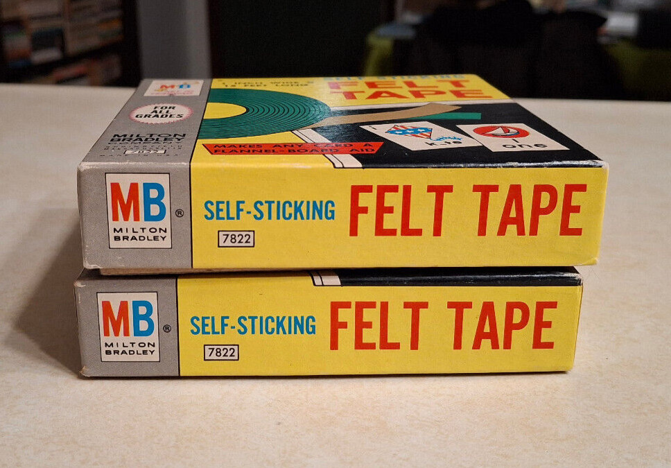 Vintage Milton Bradley Felt Tape Self-Sticking Green 1960s MCM Teaching Supplies