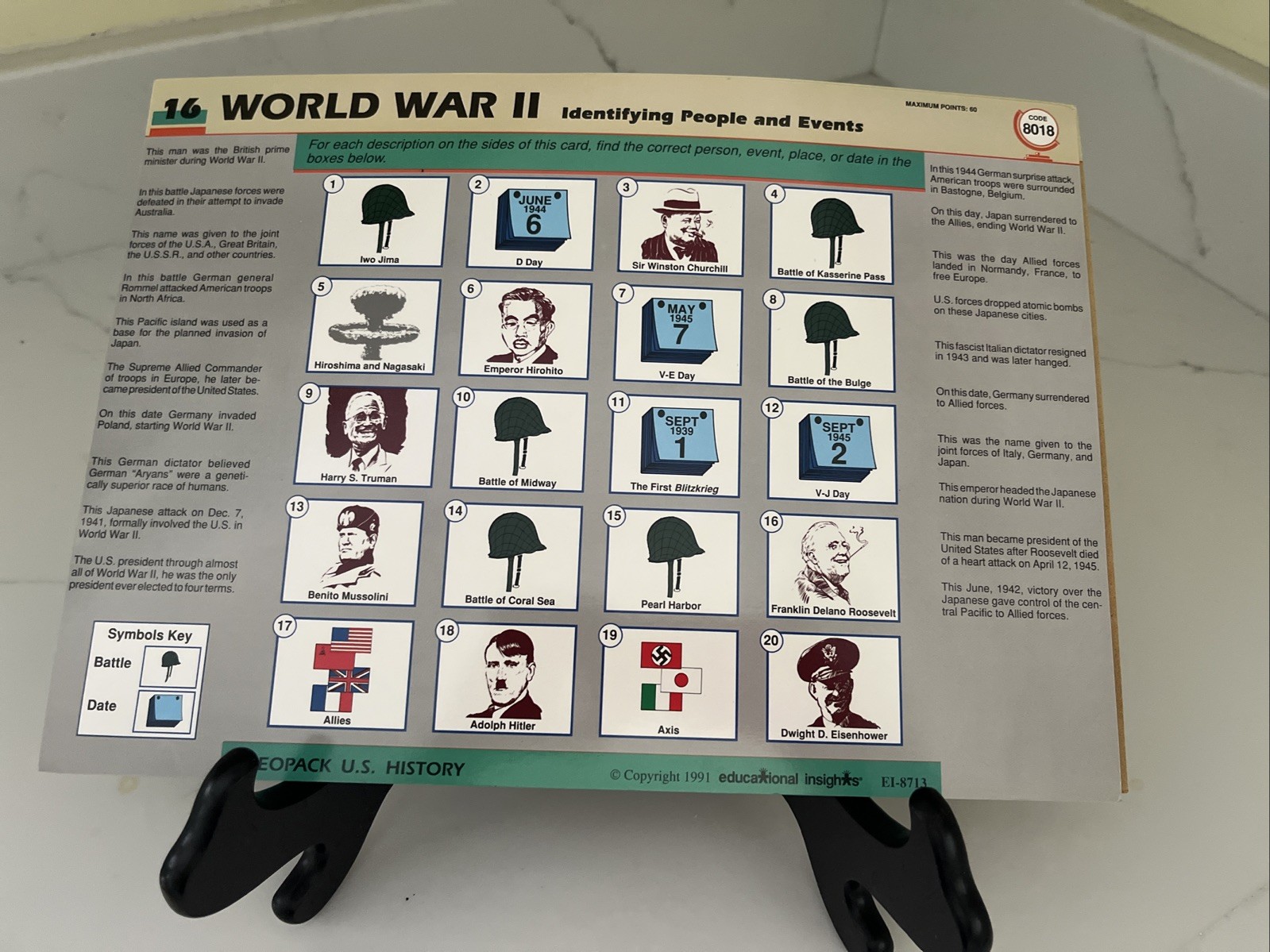 Lot of 5 1991 Laminated GEOPACK U.S.History Learning Game Cards from Set EI-8713