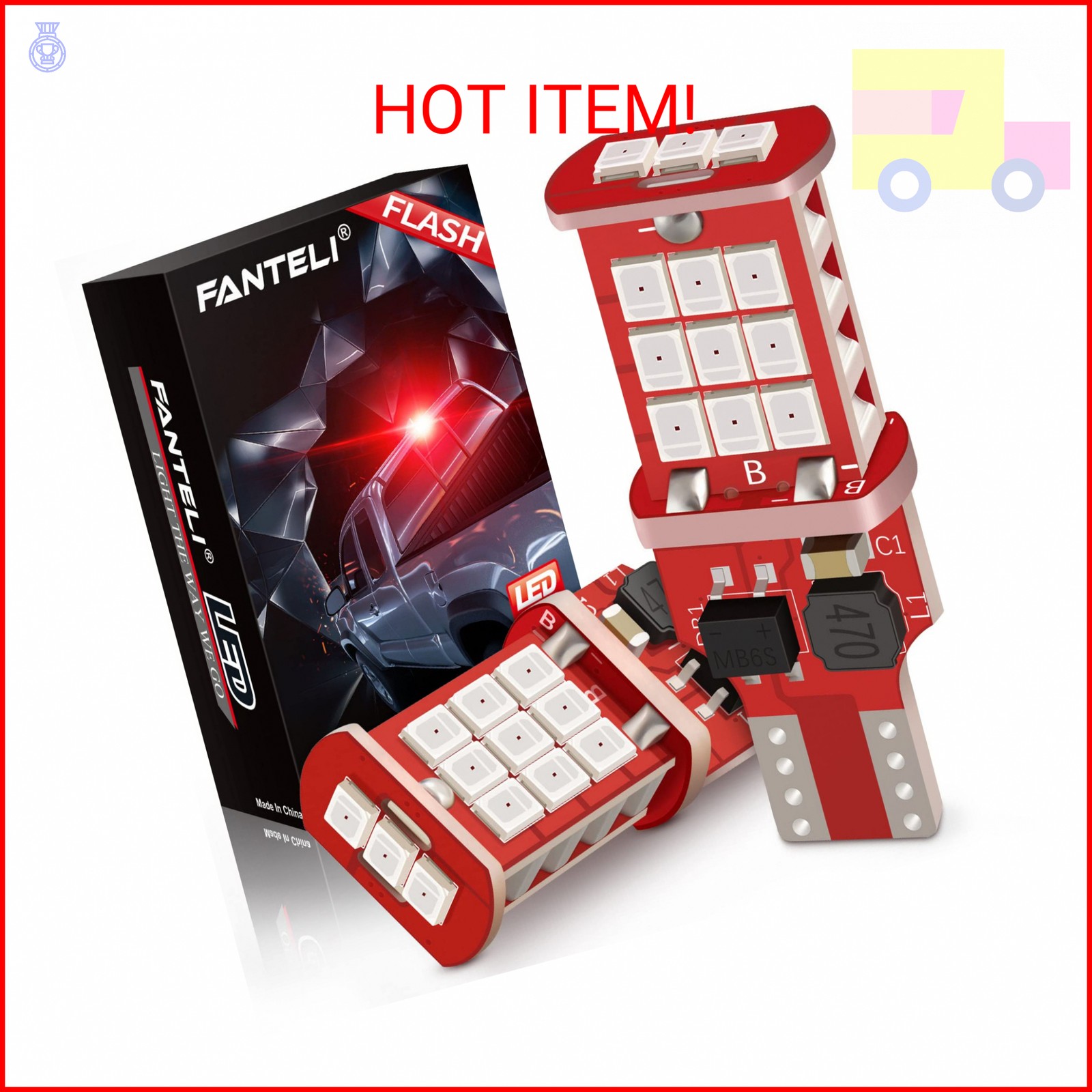 FANTELI 912 921 LED Bulb, Strobe Flashing 3rd Third Brake Center High Mount Stop