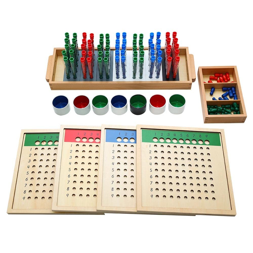 Kghios Montessori Long Division Medium, White, Gray, Black, Green, Blue, Red
