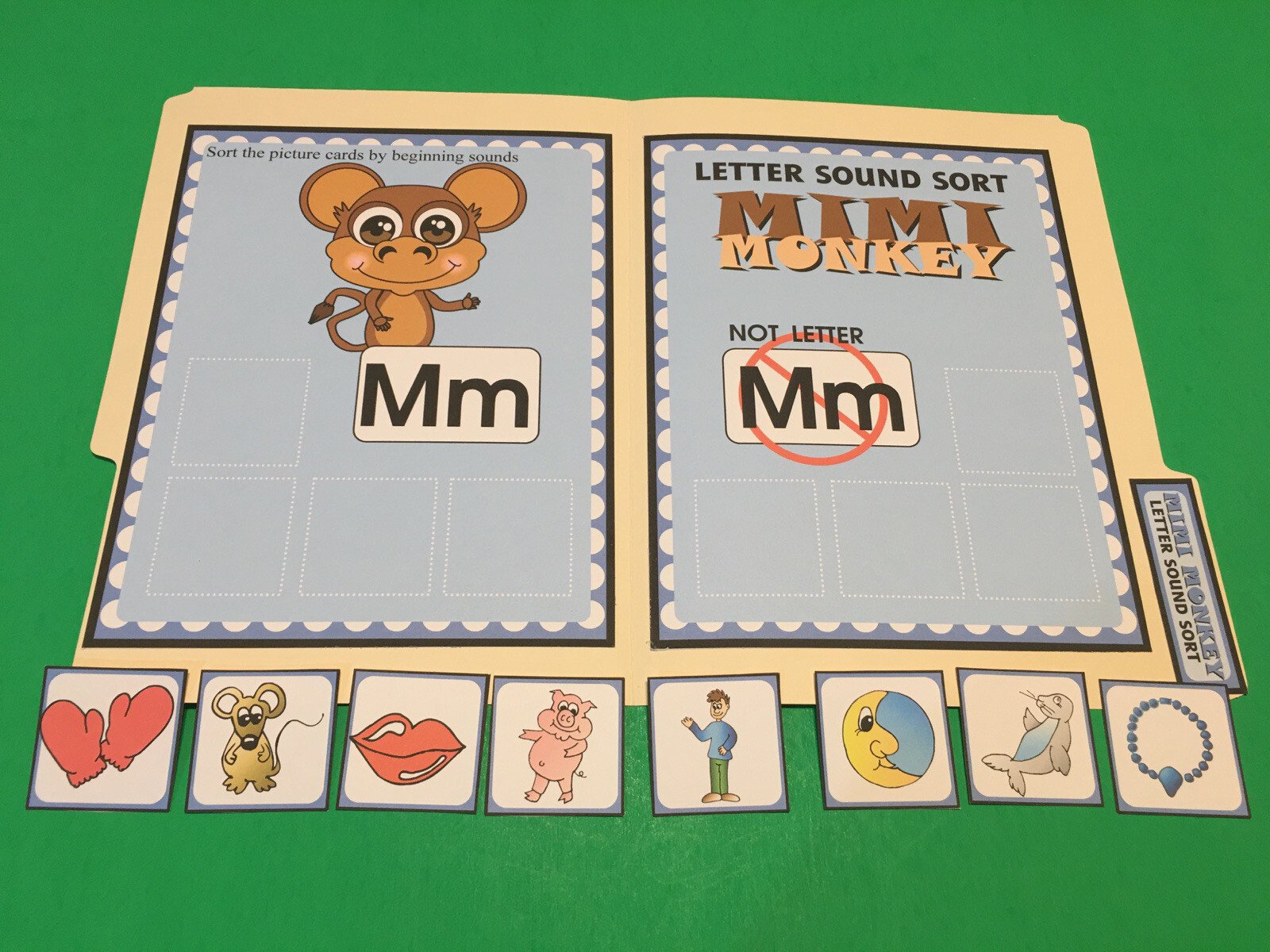 Mimi Monkey – Letter Mm – DIY File Folder game – Printed / Uncut