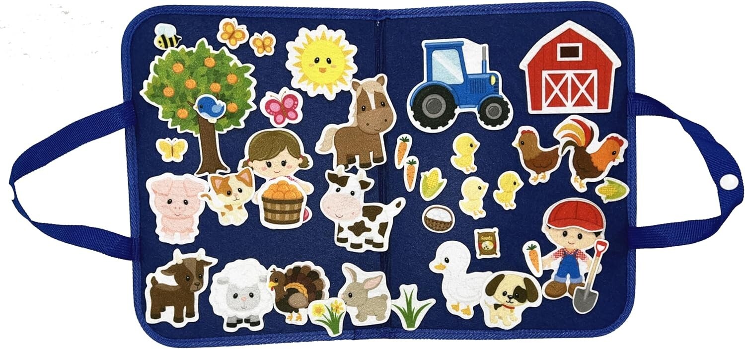 37 Piece Farm Animals Felt Figures & Flannel Board Stories cow sheep horse pig