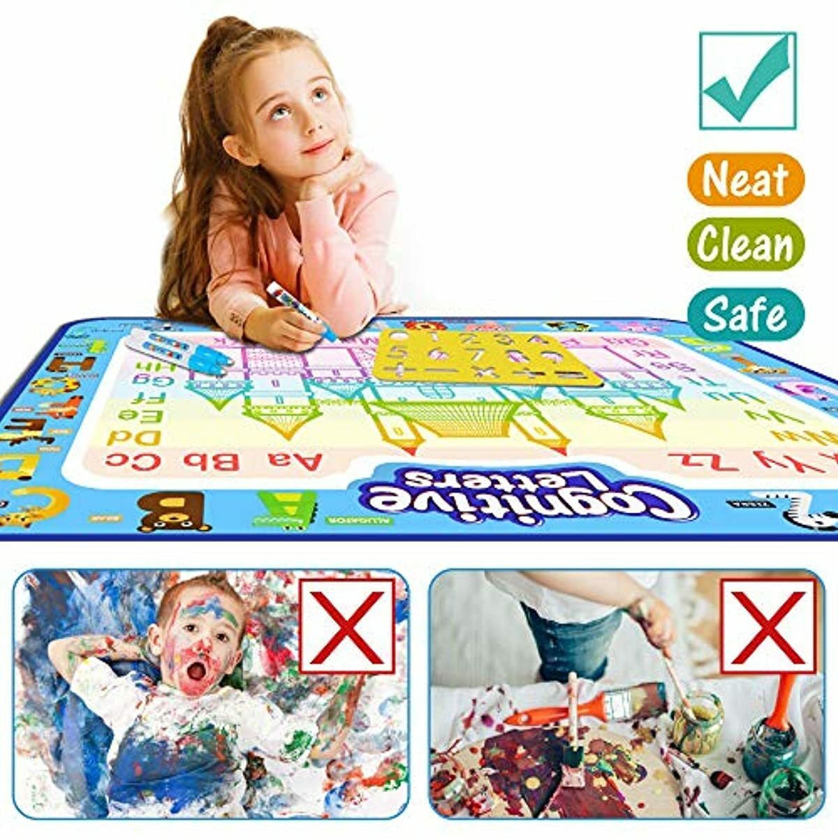 Aqua Magic Tapis de dessin à l’eau Extra large Tapis de dessin éducatif
