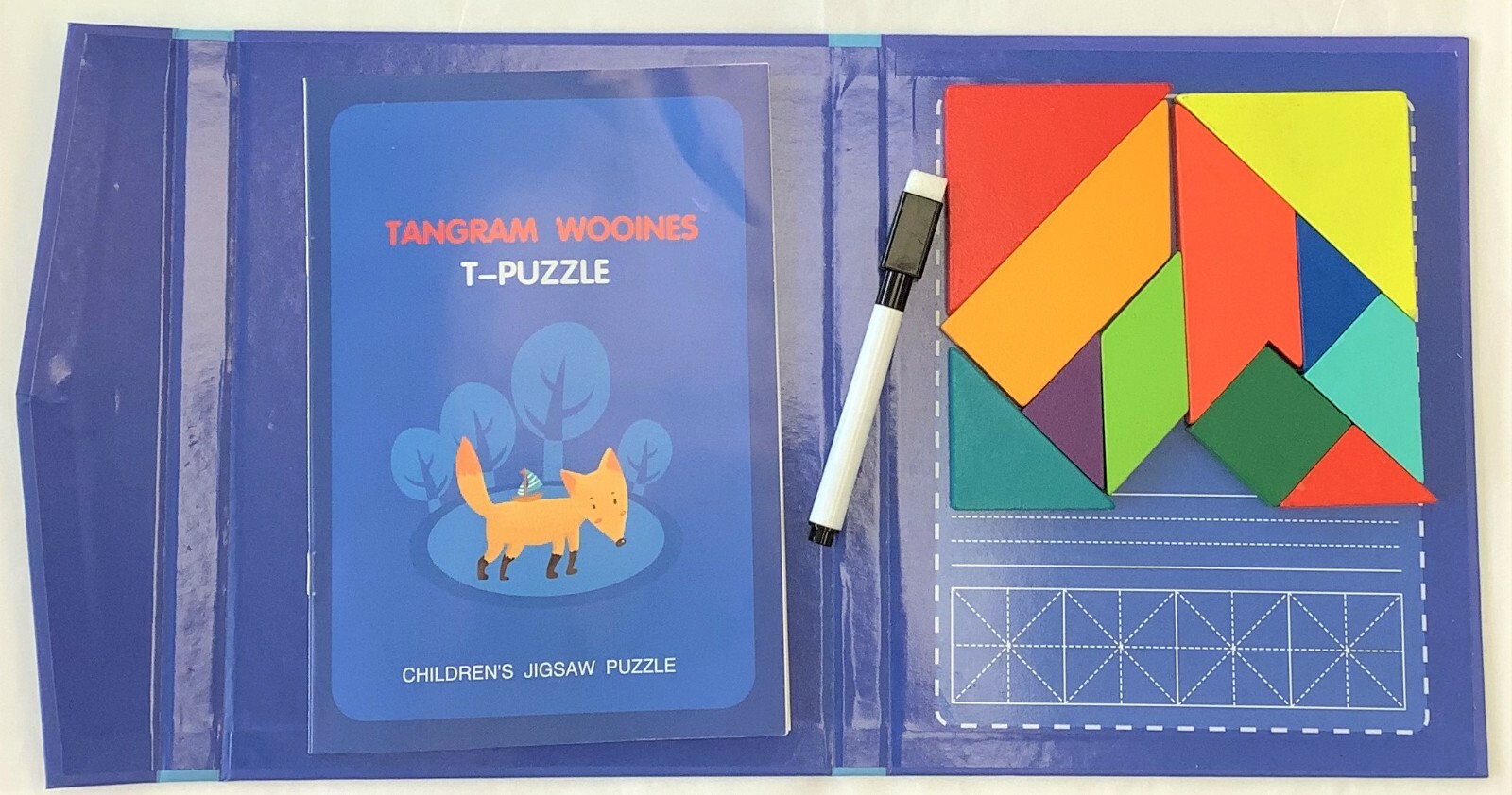 Tangrams & T-Puzzle Magnetic Travel Set Dry Erase & Reference Booklet Included