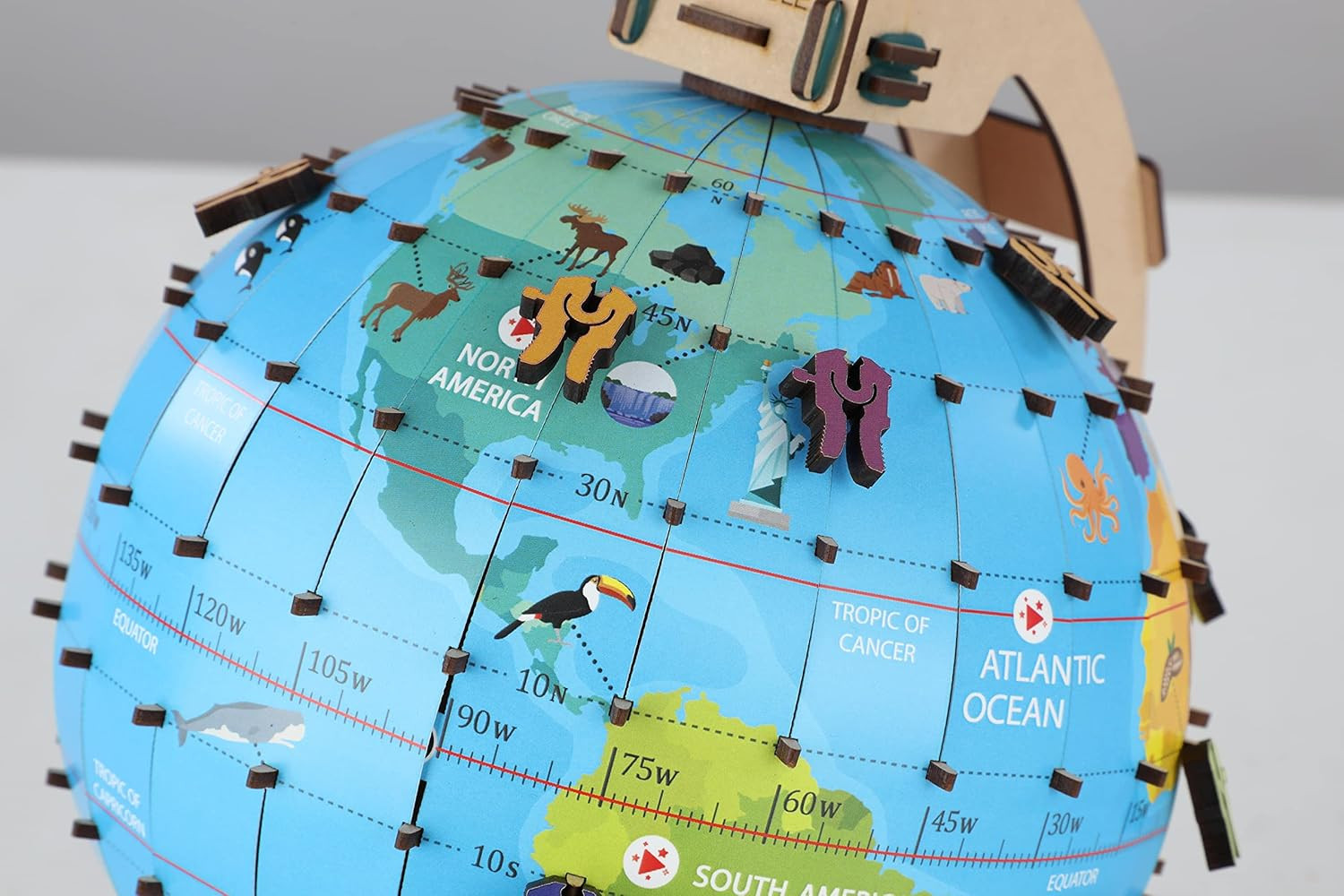 Globe Explorer Wooden Model Engineering STEM Learning Toy for Kids Ages 8 and Up