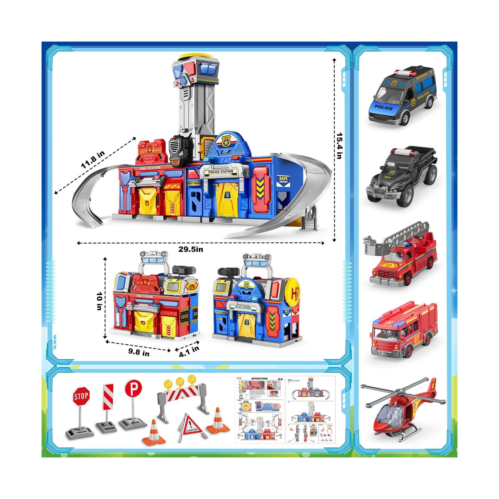 Ochido Boys Toys for 3 4 5 6 Years Old,Large City Action Playset Ki… Fast Ship