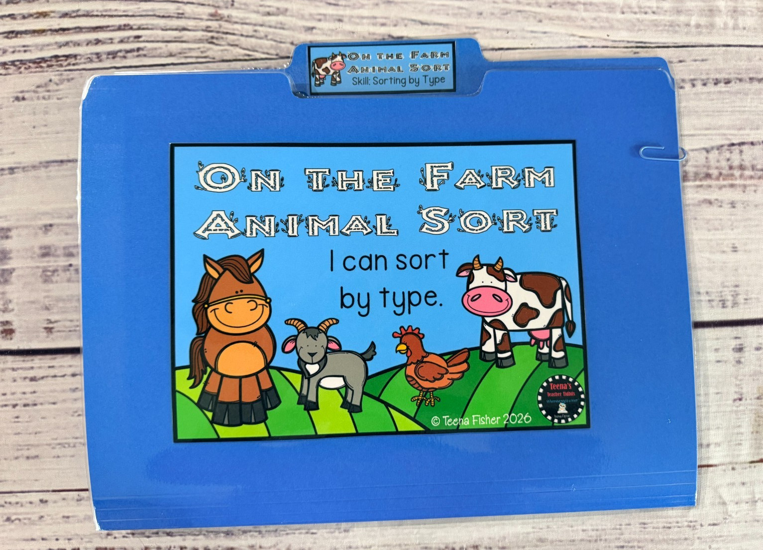 On the Farm Animal Picture Sorting Preschool Toddler File Folder Game