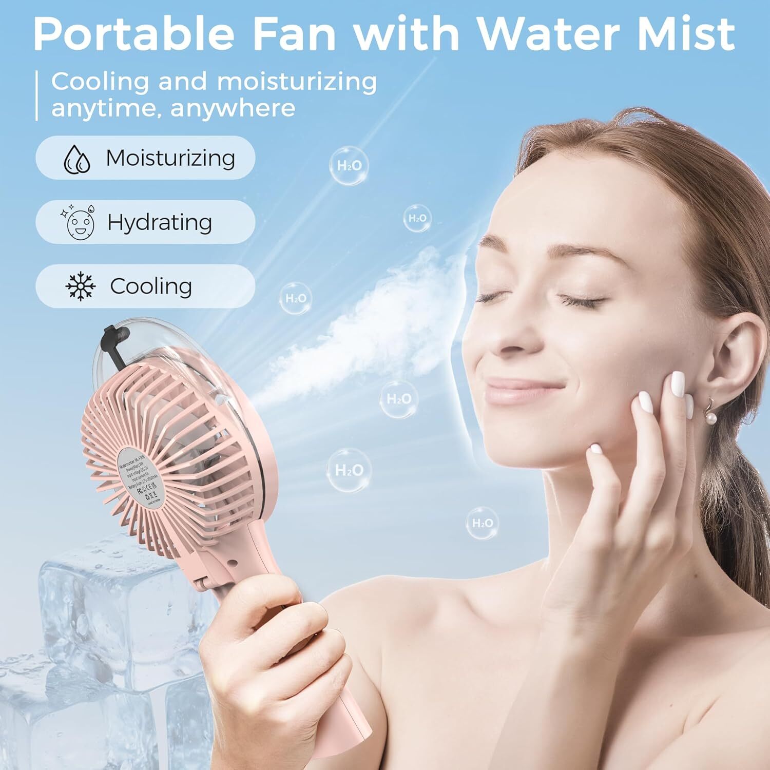 COMLIFE Portable Handheld Misting Fan, 3000mAh Rechargeable Battery Operated