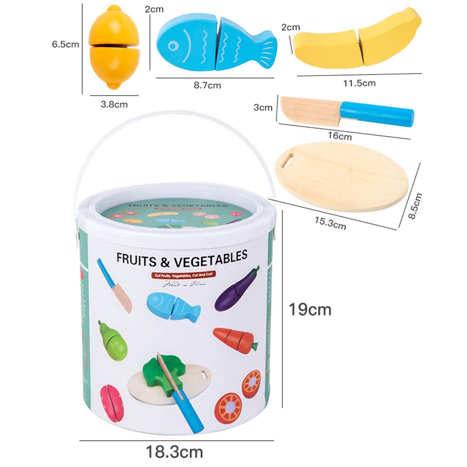 13Pcs Wooden Food Set Kitchen Accessory Early Learning Sliceable Interactive