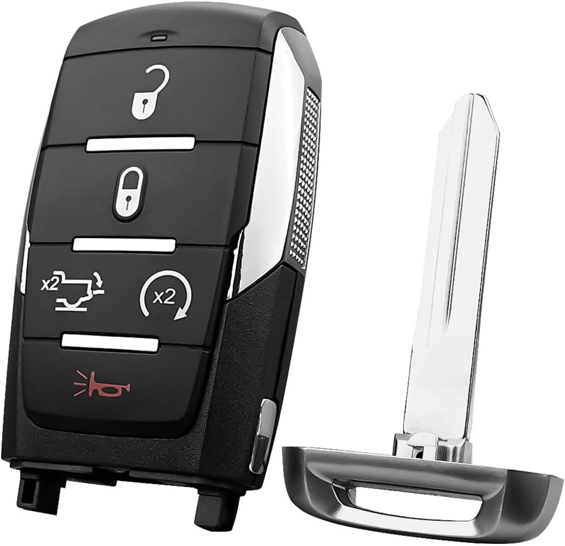 5 Buttons Smart Remote Key Fit for Dodge Ram 1500 Pickup 2019-2022, Keyless
