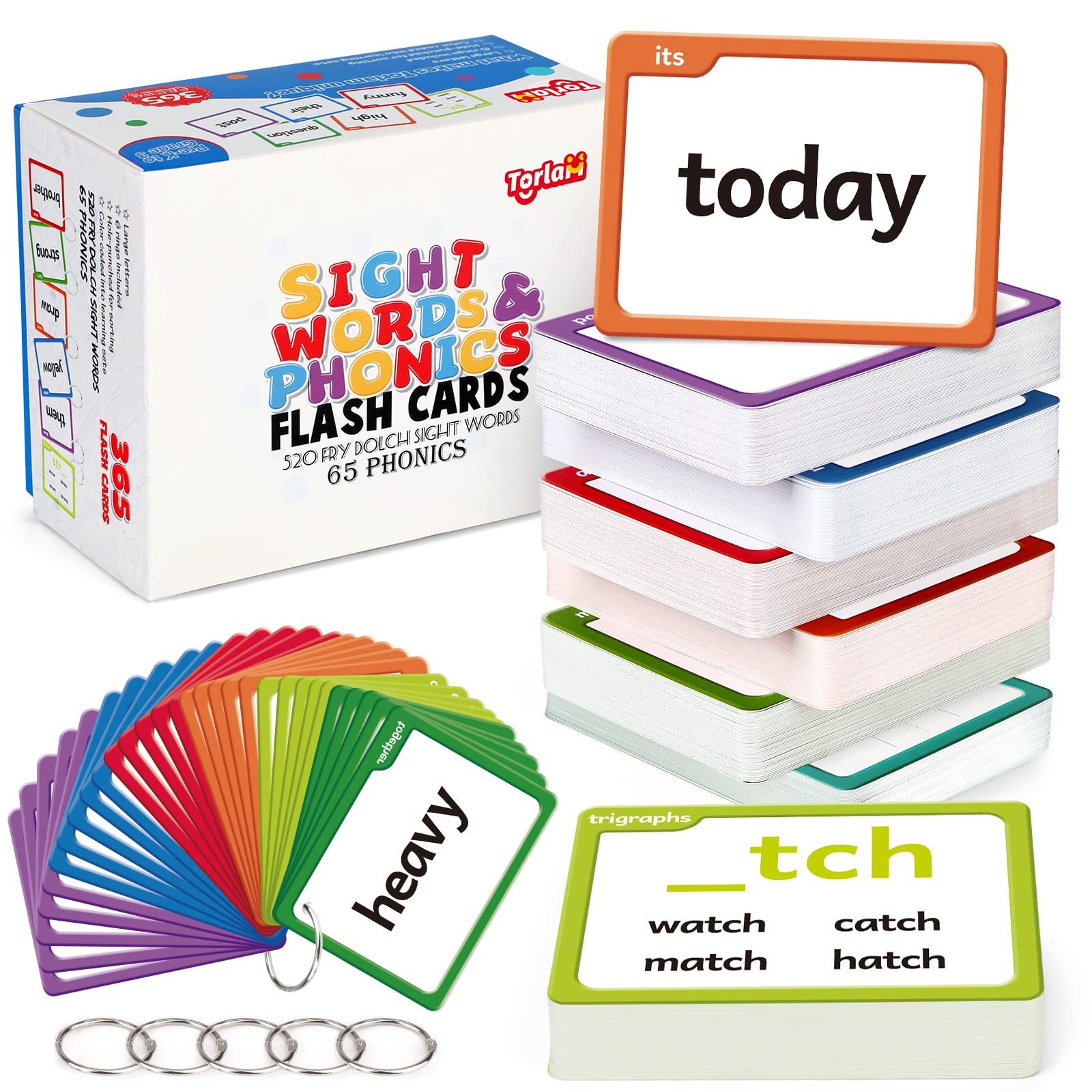 Sight Words & Phonics Flash Cards for Kids, Learn to Read Digraphs CVC Blends…