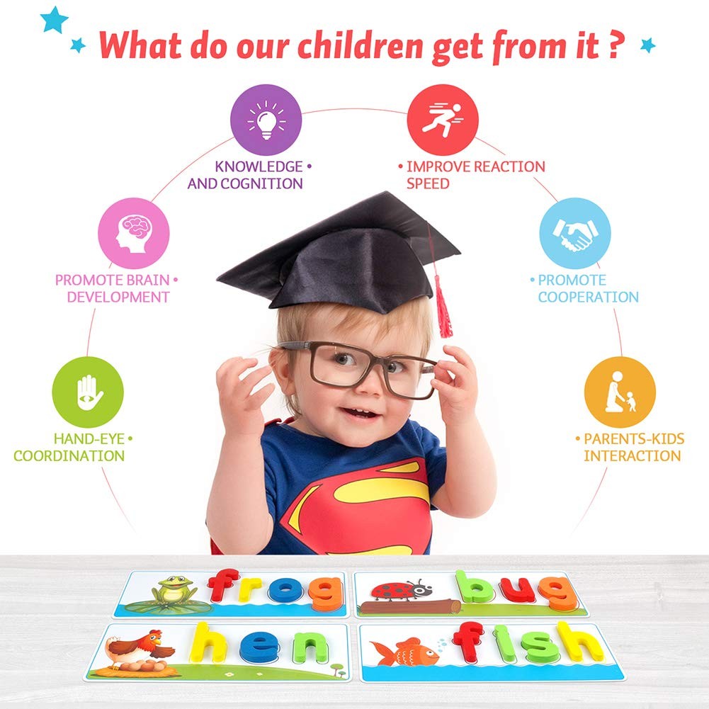 Learning Toys for 3 4 5 6 Years Old Boys and Girls – See & Spell CVC Word Bui…