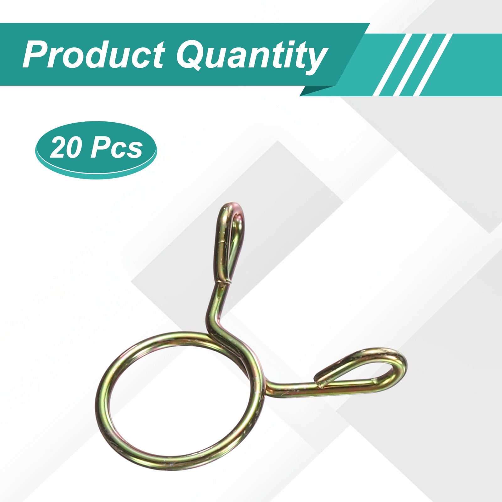 20Pcs 9mm ID 10.4mm OD Fuel Line Hose Clips 65Mn Spring Clips Clamps Gold