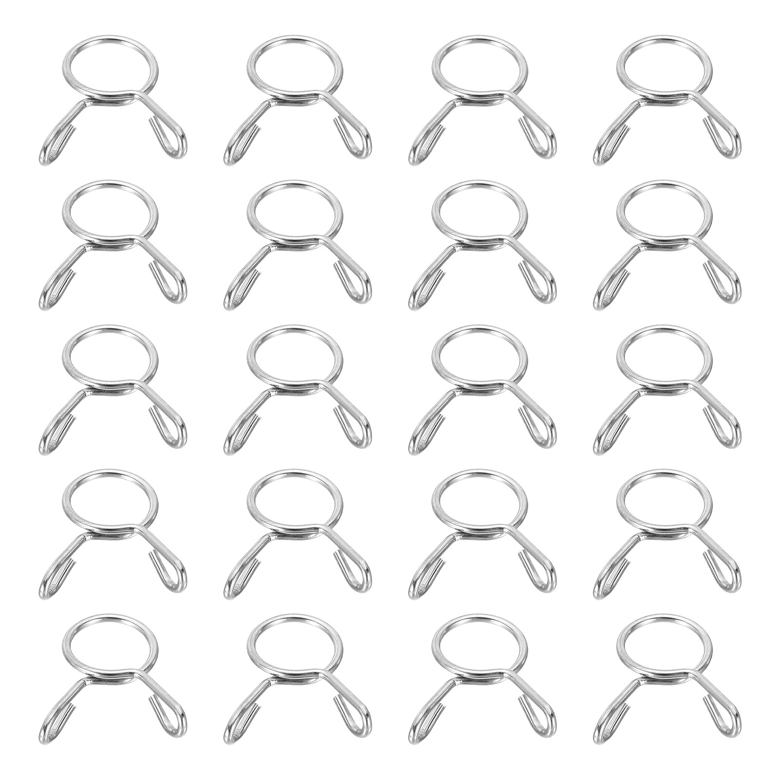 20Pcs 8mm ID 9.3mm OD Fuel Line Hose Clips Spring Clips Clamps Silver