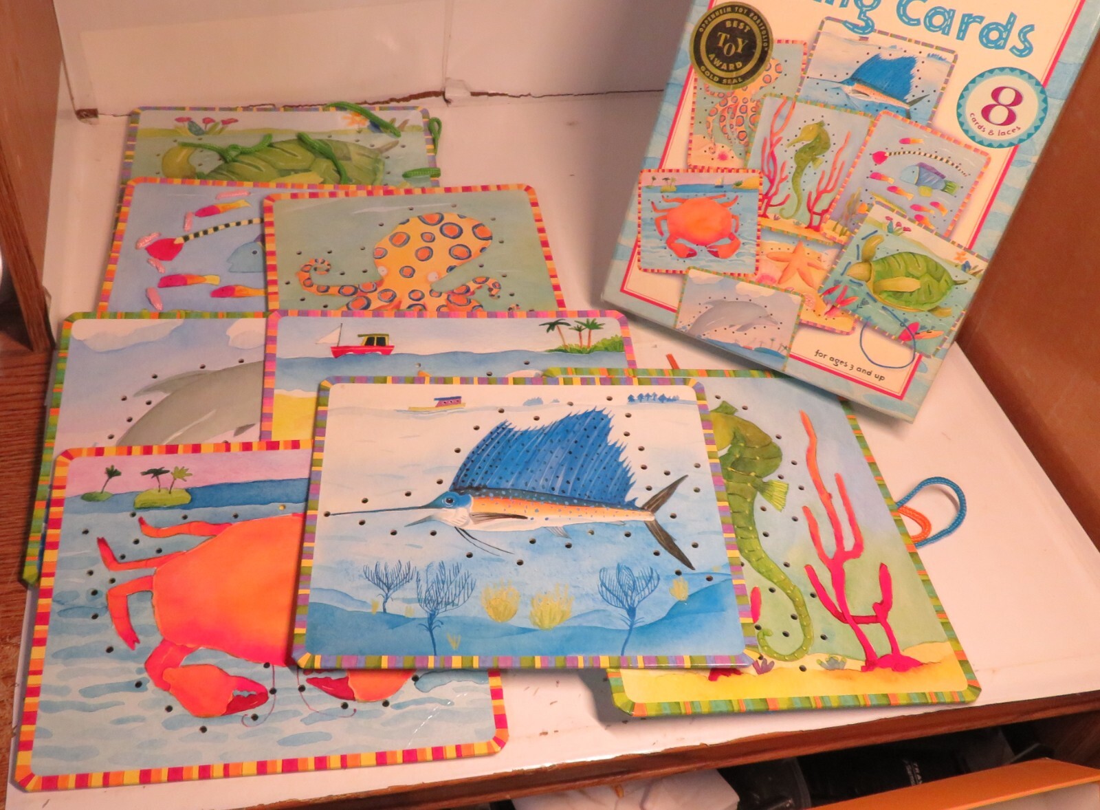 Vintage 2005 EEBOO Under The Sea Lacing Cards LEARNING TOOL EEBOO Kids Game Toy