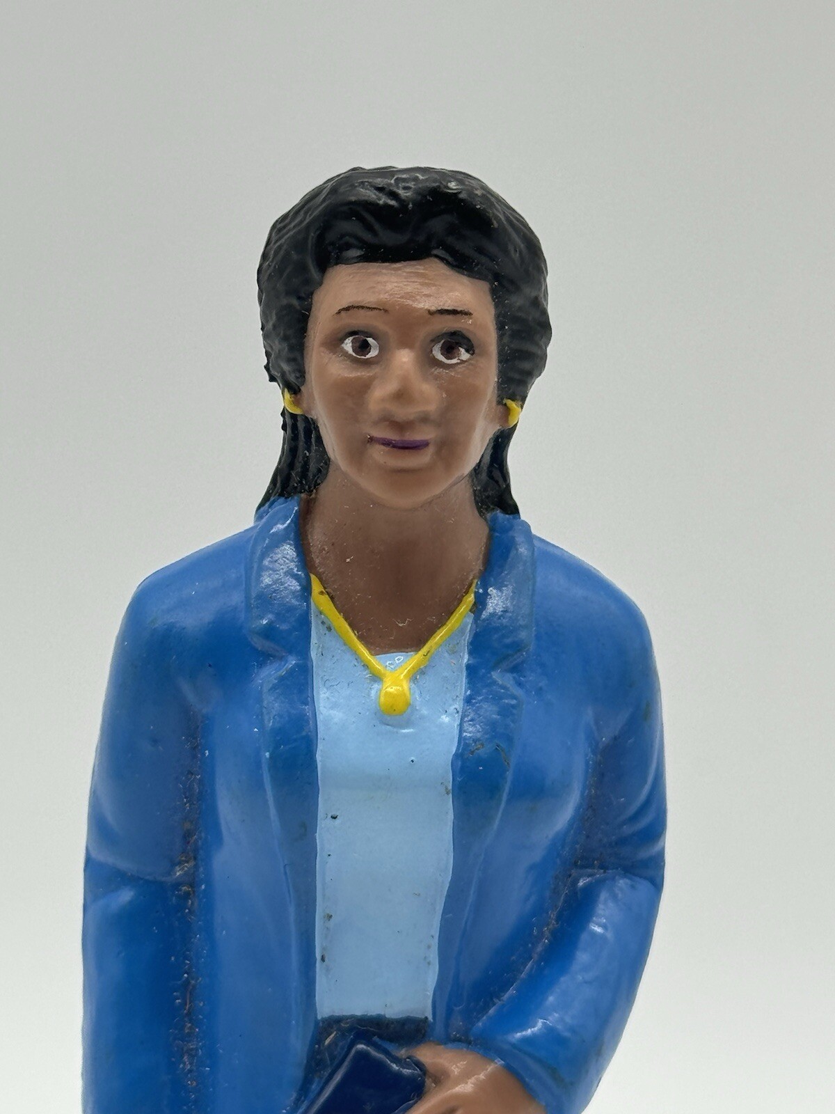 Vintage Business Woman African American Figurine Doll 5” Community Block People