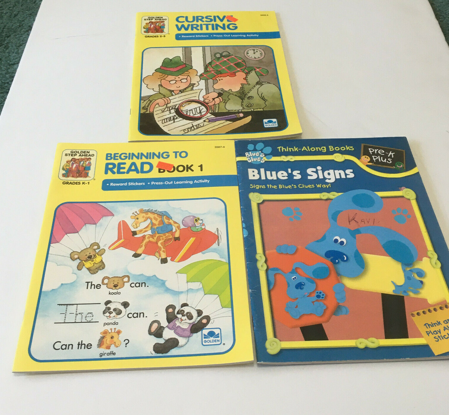 Golden step ahead cursive writing beginning to read book 1 blue’s clues signs